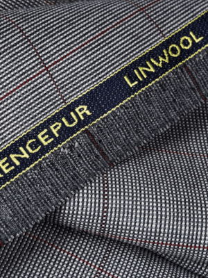 Broad Checks Medium Grey Linwool Fabric